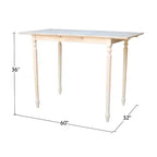 Counter Height Extendable Dining Table with Butterfly and Turned Styled Legs Unfinished - International Concepts