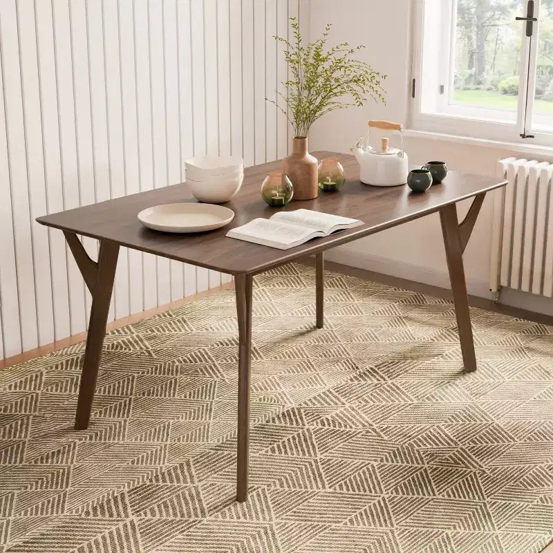 HOMES: Inside + Out 59" Palm Shade Mid-Century Rectangle Dining Table Seats 6 Walnut