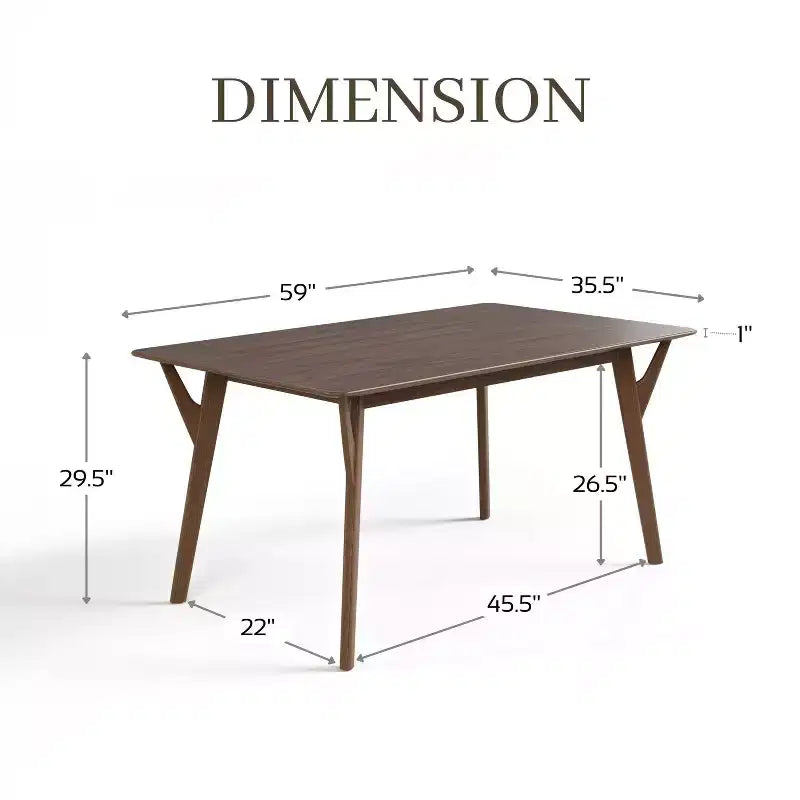 HOMES: Inside + Out 59" Palm Shade Mid-Century Rectangle Dining Table Seats 6 Walnut