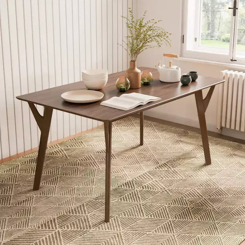HOMES: Inside + Out 59" Palm Shade Mid-Century Rectangle Dining Table Seats 6 Walnut