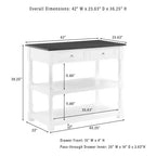 Caitlyn Wood Top Kitchen Island White/Dark Brown - Crosley: Storage, Turned Legs, Fixed Shelves