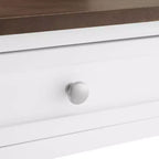 Caitlyn Wood Top Kitchen Island White/Dark Brown - Crosley: Storage, Turned Legs, Fixed Shelves