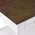 Caitlyn Wood Top Kitchen Island White/Dark Brown - Crosley: Storage, Turned Legs, Fixed Shelves