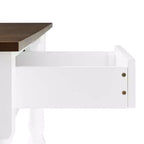 Caitlyn Wood Top Kitchen Island White/Dark Brown - Crosley: Storage, Turned Legs, Fixed Shelves