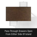Caitlyn Wood Top Kitchen Island White/Dark Brown - Crosley: Storage, Turned Legs, Fixed Shelves