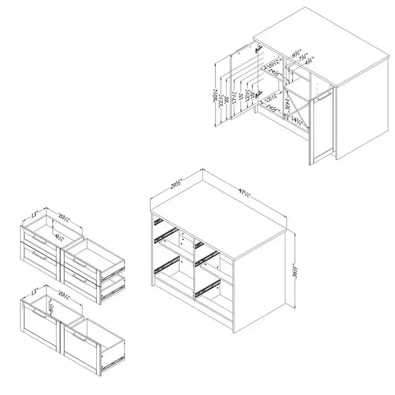 South Shore Toscano 6 Drawer Kitchen Island White/Maple