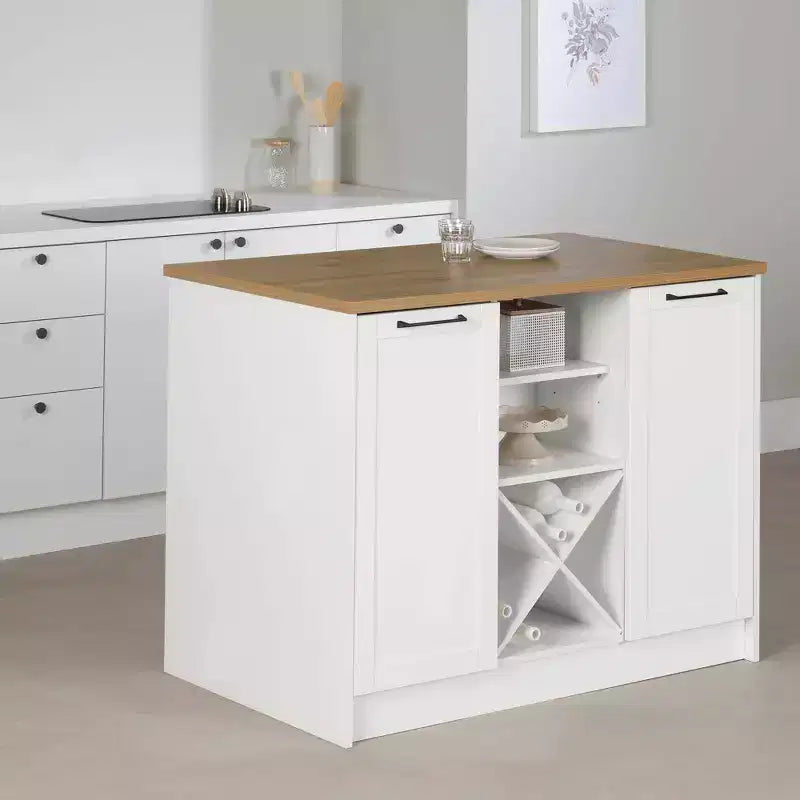 South Shore Toscano 6 Drawer Kitchen Island White/Maple