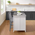 Silvia Stainless Steel Top Kitchen Island with X Back Stools White/Gray - Crosley