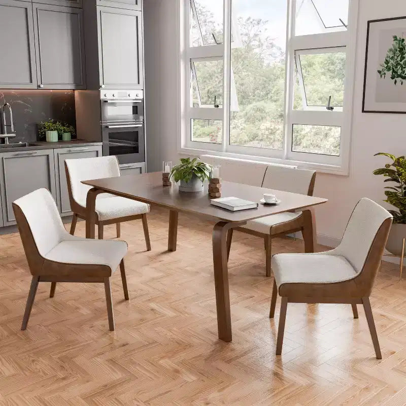 HOMES: Inside + Out 5pc Forest Wisp Mid-Century Modern Dining Room Set Walnut
