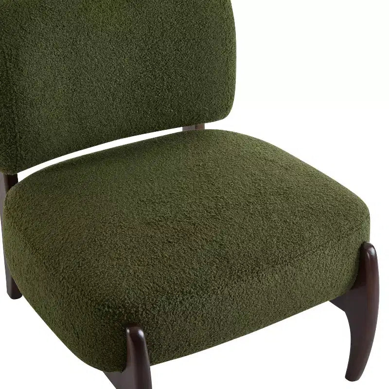Christopher Knight Home Anna Modern Rubberwood Boucle Upholstered Accent Chair Green