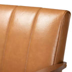 Baxton Studio Nikko Mid-Century Faux Leather Upholstered Wood Loveseat Walnut/Brown : 2-Seater, Tufted Back, Wooden Frame