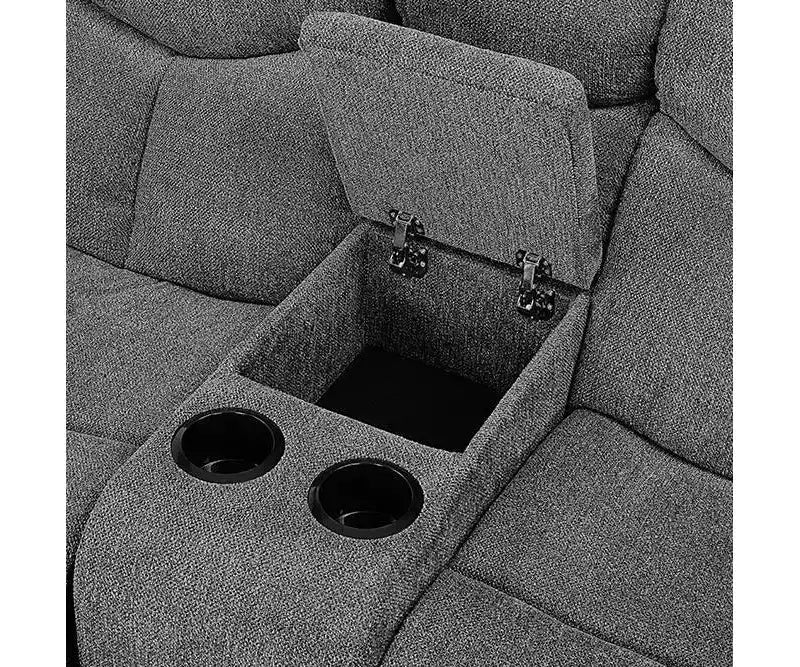 82" Kalen Sofa Gray Chenille - Acme Furniture: Upholstered Recliner, Includes 2 Accent Pillows