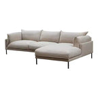Sabula Sectional Right Sofa Sandy Beige - Alder Bay: Linen-Blend, Down Wrapped Cushions, Wood Frame