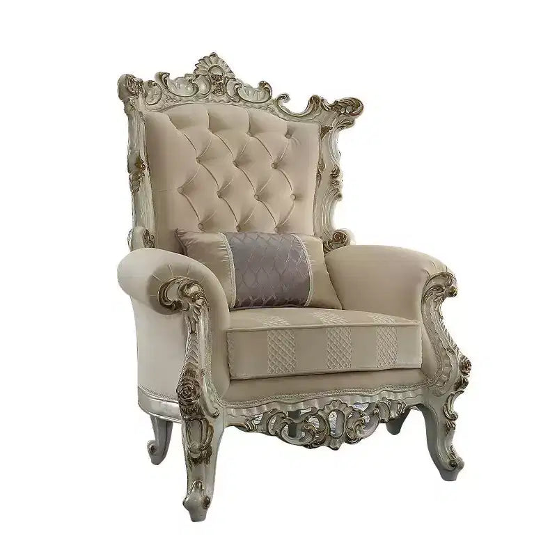 Acme Furniture 38" Picardy II Accent Chair Fabric/Antique Pearl
