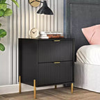 Festivo 2 Drawer Nightstand Black: Scandinavian Modern Style, MDF Construction, Includes Anti-Tip Hardware