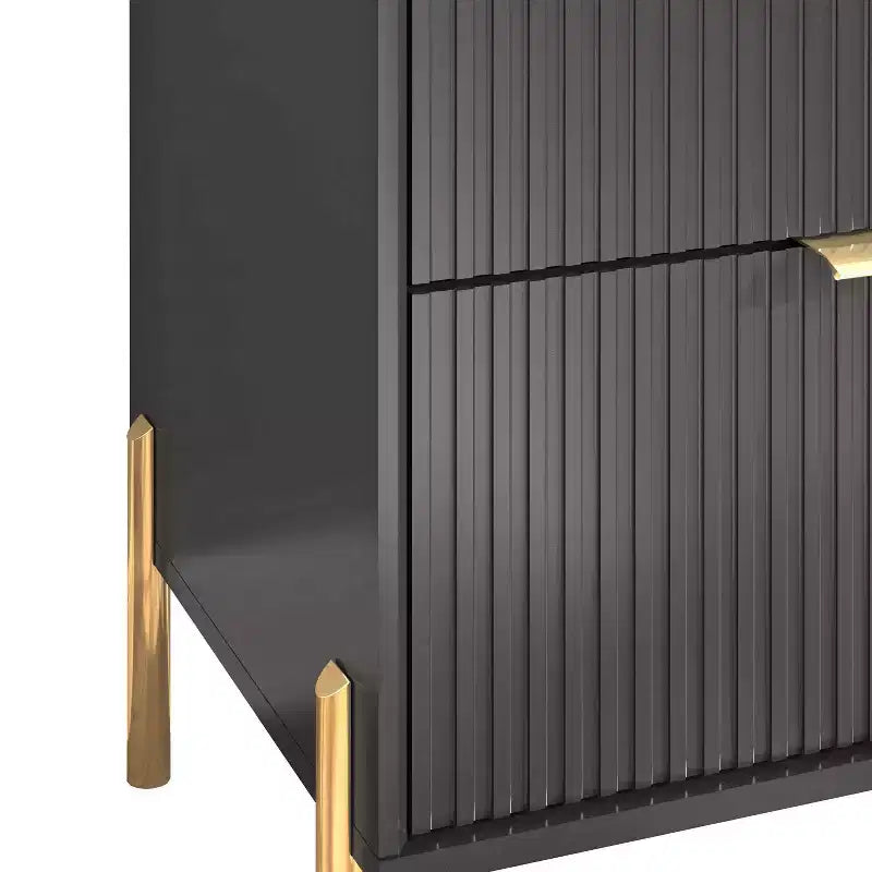 Festivo 2 Drawer Nightstand Black: Scandinavian Modern Style, MDF Construction, Includes Anti-Tip Hardware