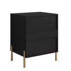 Festivo 2 Drawer Nightstand Black: Scandinavian Modern Style, MDF Construction, Includes Anti-Tip Hardware
