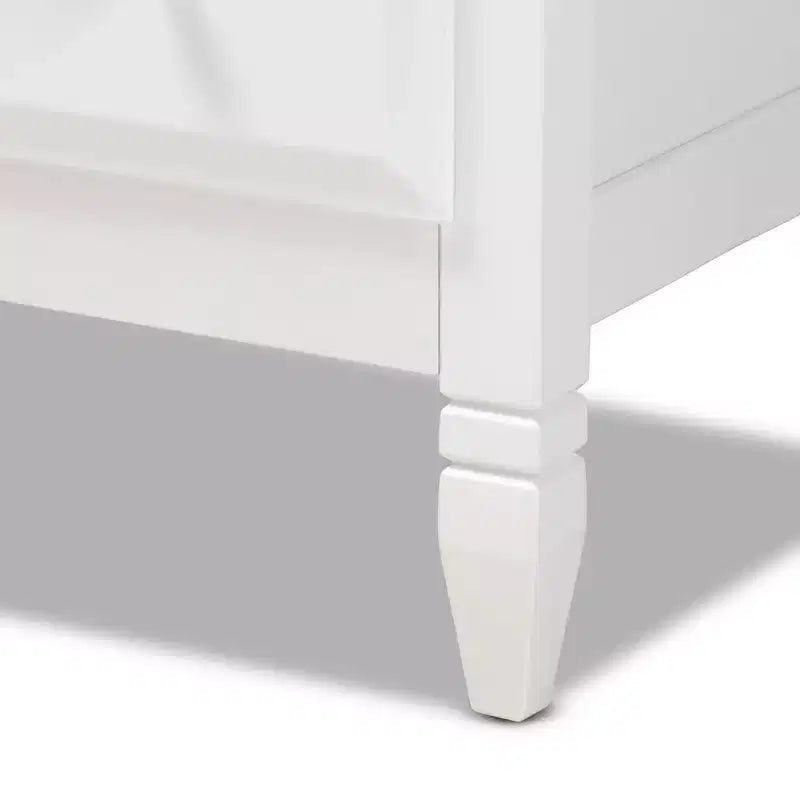 Baxton Studio 4 Drawer Naomi Wood Bedroom Chest White/Gold: Elegant Storage Solution with Anti-Tip Hardware