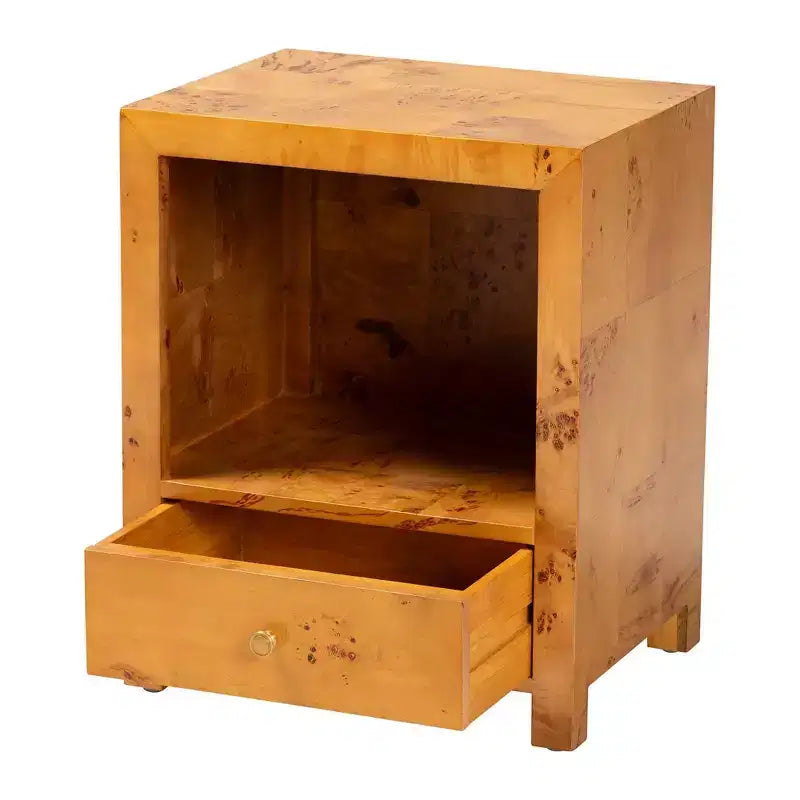 bali & pari Camira Wood 1 Drawer Nightstand Light Mappa Burl