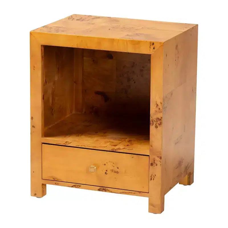 bali & pari Camira Wood 1 Drawer Nightstand Light Mappa Burl