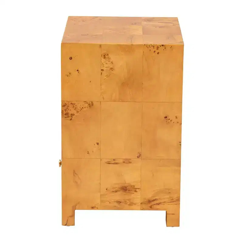 bali & pari Camira Wood 1 Drawer Nightstand Light Mappa Burl