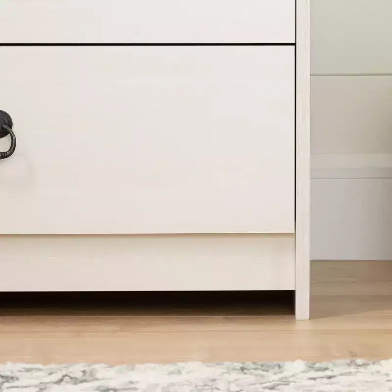 South Shore Plenny 6 Drawer Double Dresser: White Wash/Weathered Oak, Anti-Tip Hardware, Laminated Finish, 52" Width
