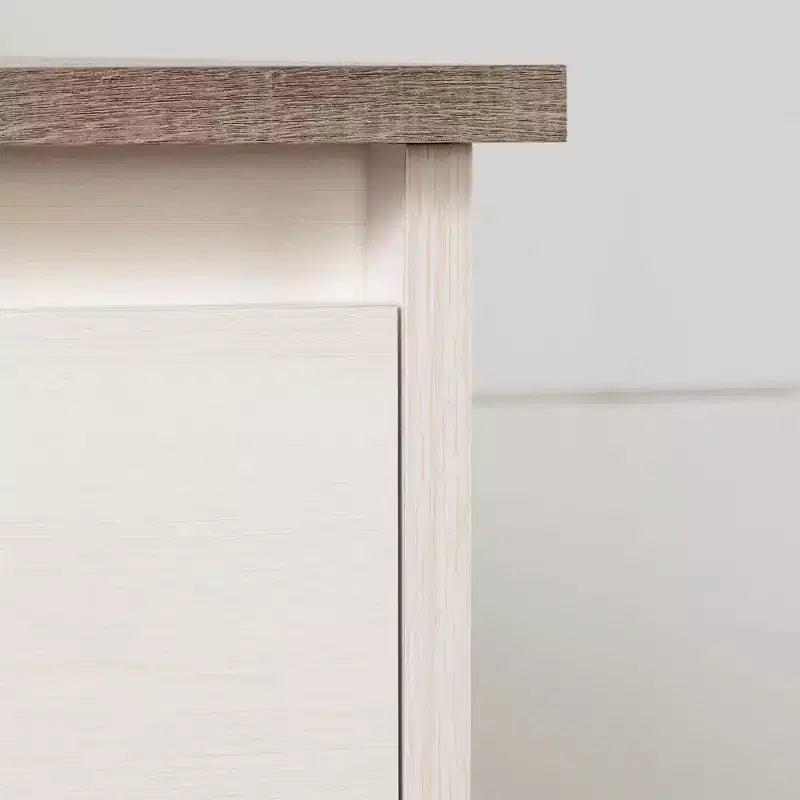 South Shore Plenny 6 Drawer Double Dresser: White Wash/Weathered Oak, Anti-Tip Hardware, Laminated Finish, 52" Width