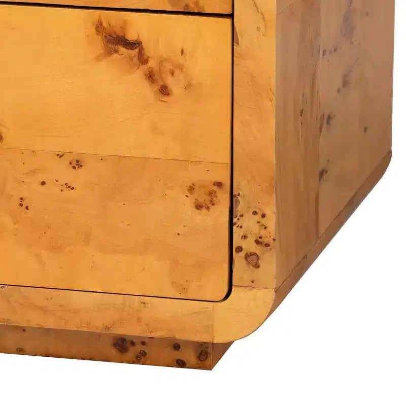 bali & pari Netra Real Burl Wood 6 Drawer Dresser Light Mappa Burl