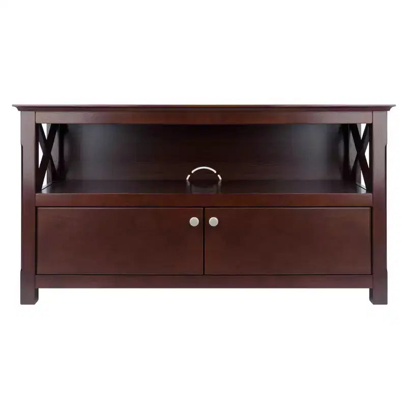 Xola TV Stand for TVs up to 40" Dark Brown - Winsome: Beveled Edges, Chrome-Finish Pulls, Media Shelf