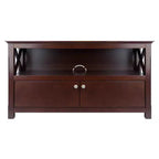Xola TV Stand for TVs up to 40" Dark Brown - Winsome: Beveled Edges, Chrome-Finish Pulls, Media Shelf