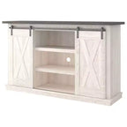Signature Design by Ashley Dorrinson Medium TV Stand for TVs up to 63" Two-Tone: Farmhouse Media Console with Adjustable Shelves