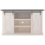 Signature Design by Ashley Dorrinson Medium TV Stand for TVs up to 63" Two-Tone: Farmhouse Media Console with Adjustable Shelves