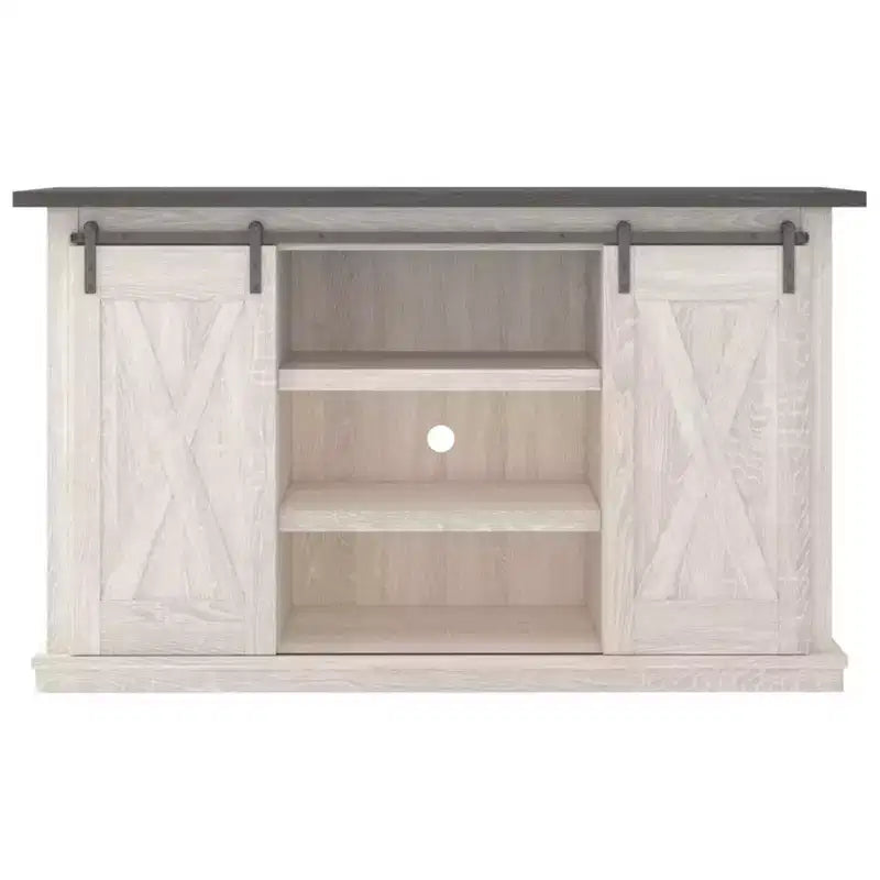 Signature Design by Ashley Dorrinson Medium TV Stand for TVs up to 63" Two-Tone: Farmhouse Media Console with Adjustable Shelves