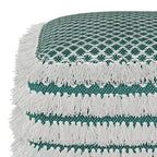 Ari Square Woven PET Polyester Pouf Turquoise/White - WyndenHall