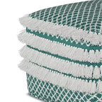 Ari Square Woven PET Polyester Pouf Turquoise/White - WyndenHall