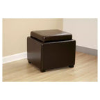 Tate Storage Ottoman Dark Brown - Baxton Studio: Compact Seating, Side Table, Non-Marking Feet