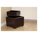 Tate Storage Ottoman Dark Brown - Baxton Studio: Compact Seating, Side Table, Non-Marking Feet