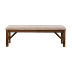 60" Jackson Traditional Wood Upholstered Tan Seat Bench Dark Hazelnut Brown - Powell