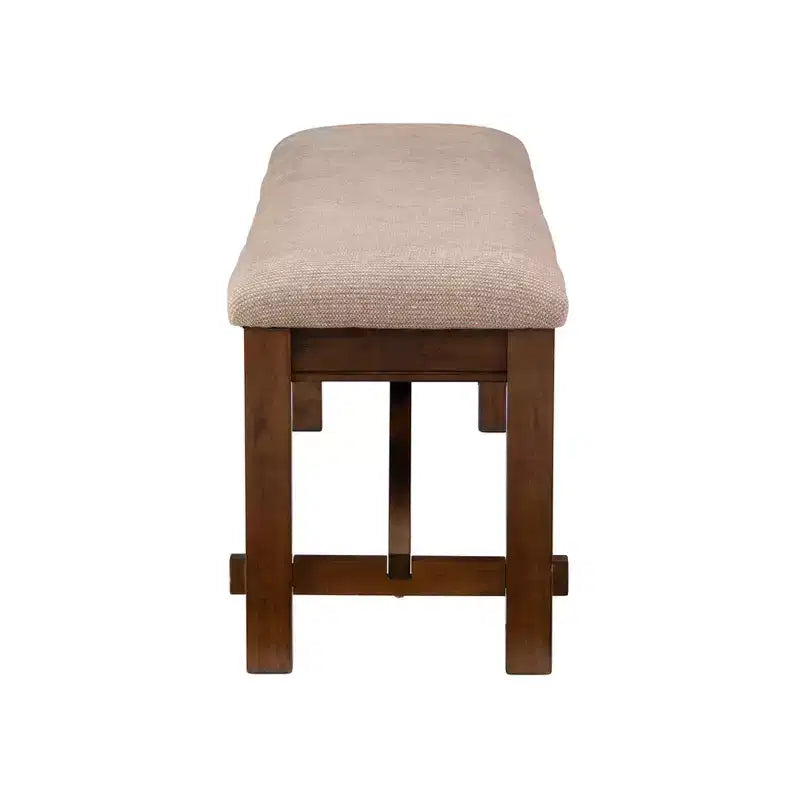 60" Jackson Traditional Wood Upholstered Tan Seat Bench Dark Hazelnut Brown - Powell