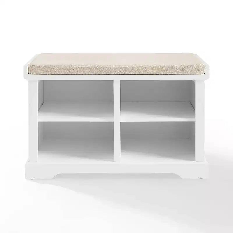 Anderson Storage Bench White - Crosley: Cushioned, Linen Upholstered, Farmhouse Style
