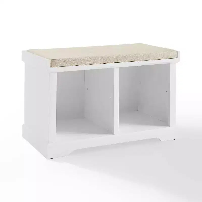 Anderson Storage Bench White - Crosley: Cushioned, Linen Upholstered, Farmhouse Style