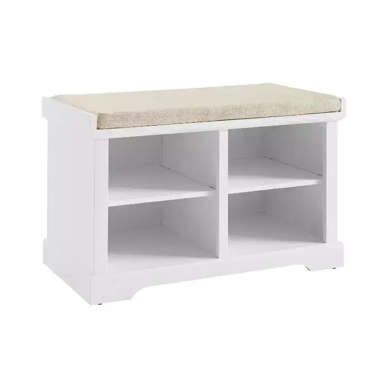 Anderson Storage Bench White - Crosley: Cushioned, Linen Upholstered, Farmhouse Style