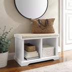Anderson Storage Bench White - Crosley: Cushioned, Linen Upholstered, Farmhouse Style