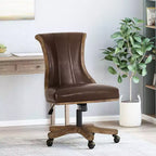 Coulee Contemporary Upholstered Roll Back Swivel Office Chair Dark Brown/Natural - Christopher Knight Home: Ergonomic, Adjustable Height