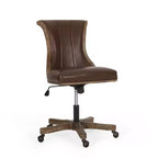 Coulee Contemporary Upholstered Roll Back Swivel Office Chair Dark Brown/Natural - Christopher Knight Home: Ergonomic, Adjustable Height