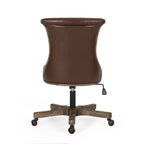 Coulee Contemporary Upholstered Roll Back Swivel Office Chair Dark Brown/Natural - Christopher Knight Home: Ergonomic, Adjustable Height