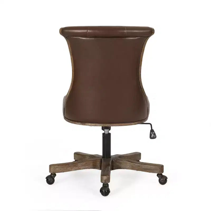 Coulee Contemporary Upholstered Roll Back Swivel Office Chair Dark Brown/Natural - Christopher Knight Home: Ergonomic, Adjustable Height