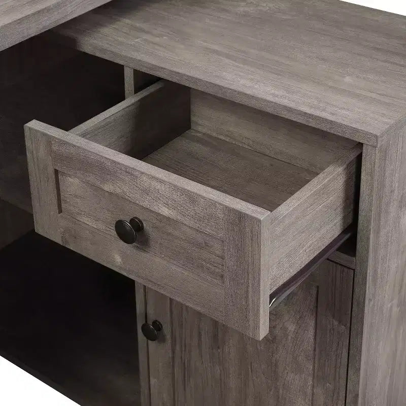 Waverly Workstation Scottish Alder - OSP Home Furnishings: Mid-Century Modern Office Furniture with Storage, MDF Surface