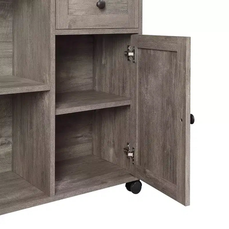 Waverly Workstation Scottish Alder - OSP Home Furnishings: Mid-Century Modern Office Furniture with Storage, MDF Surface