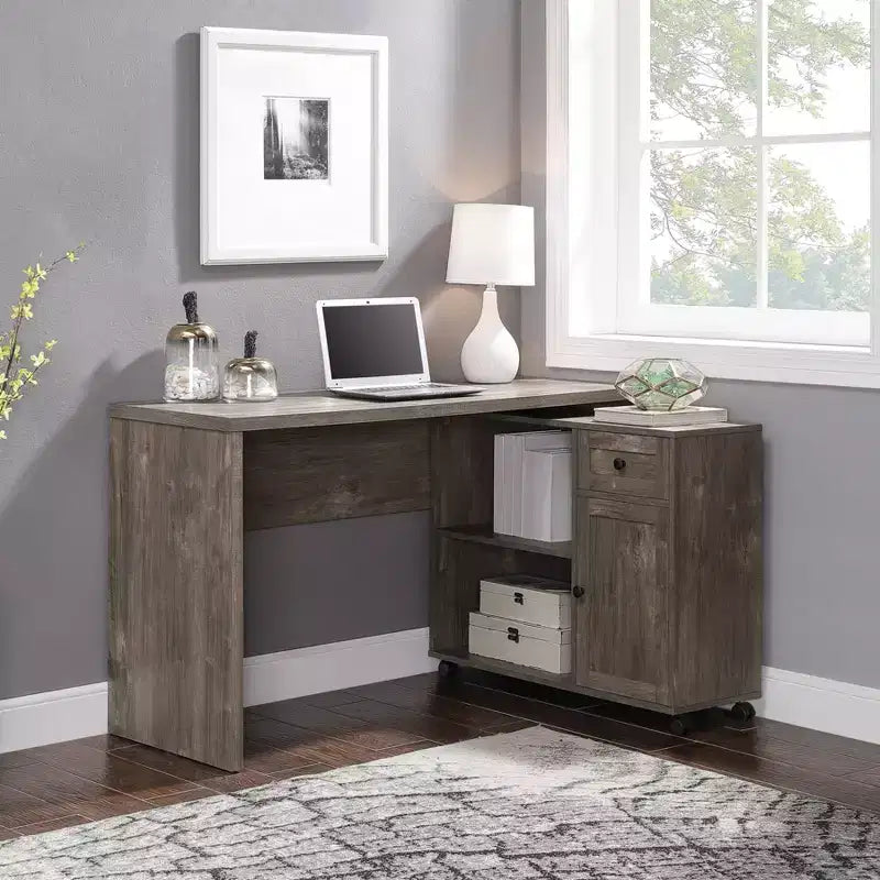 Waverly Workstation Scottish Alder - OSP Home Furnishings: Mid-Century Modern Office Furniture with Storage, MDF Surface